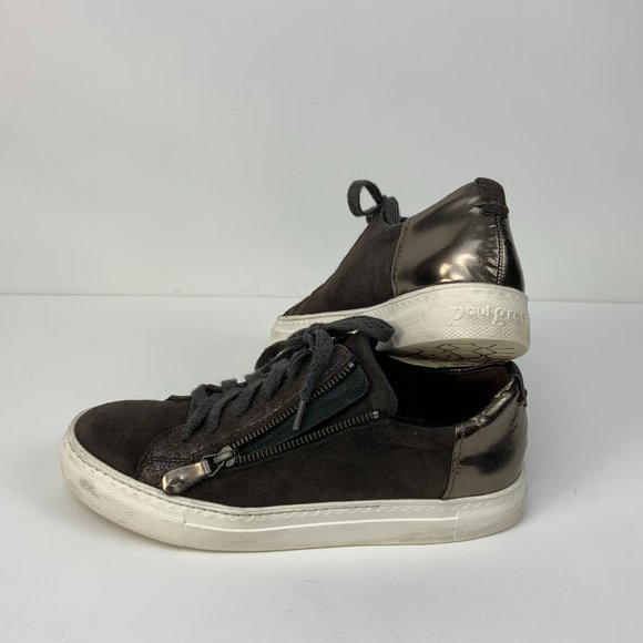 Paul Green Toby Zip And Lace Up Leather/Suede Sneakers Green Size 9 - Picture 14 of 16